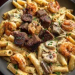 Blackened Steak and Shrimp Alfredo