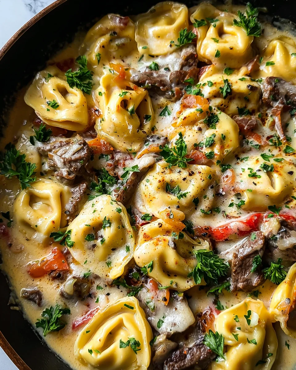 Cheesesteak Tortellini in Creamy Provolone Sauce 23 Cheesesteak