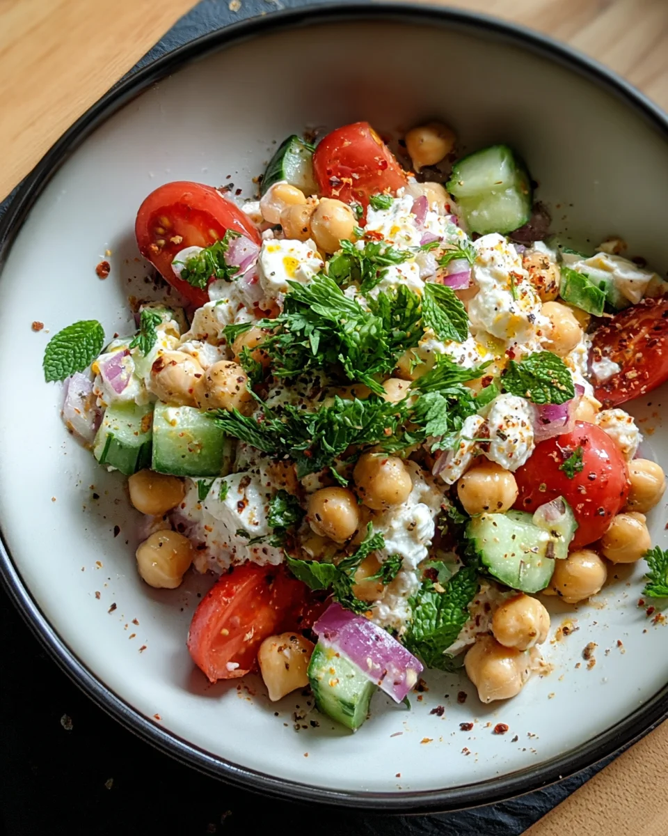 Cottage Cheese and Chickpeas Salad