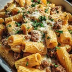 Creamy Parmesan Beef Rigatoni