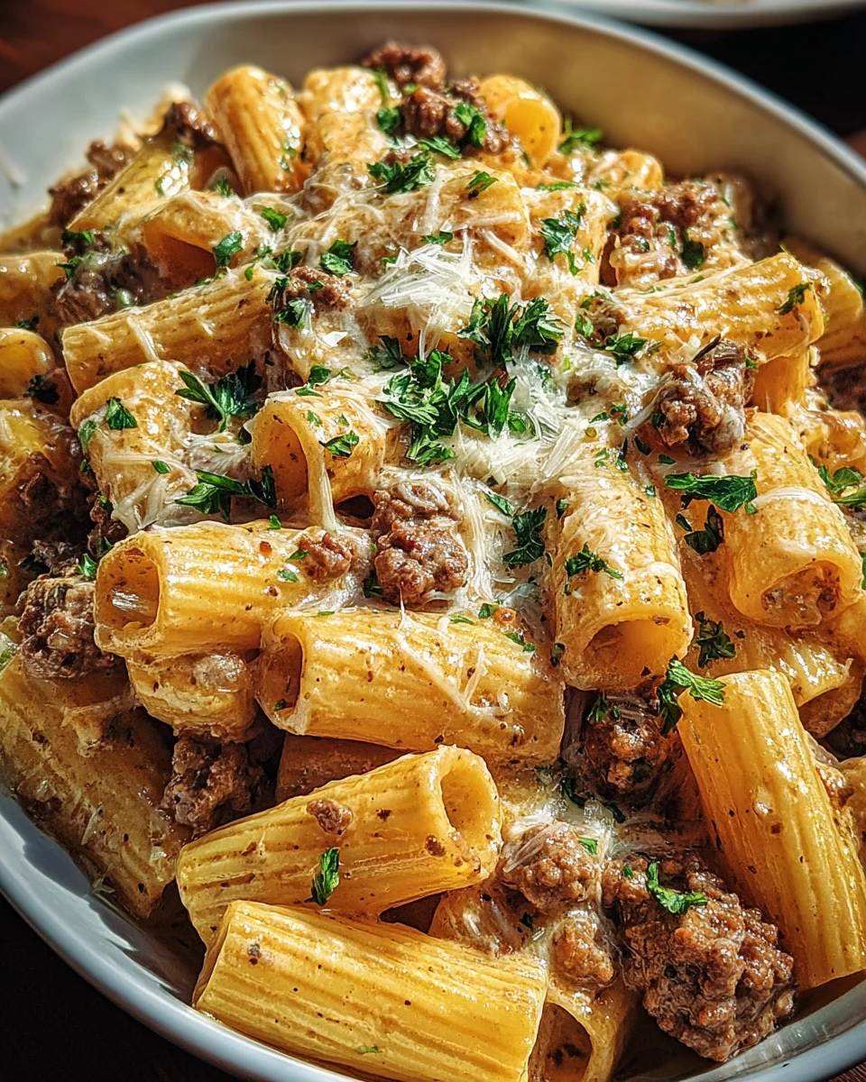 Creamy Parmesan Beef Rigatoni