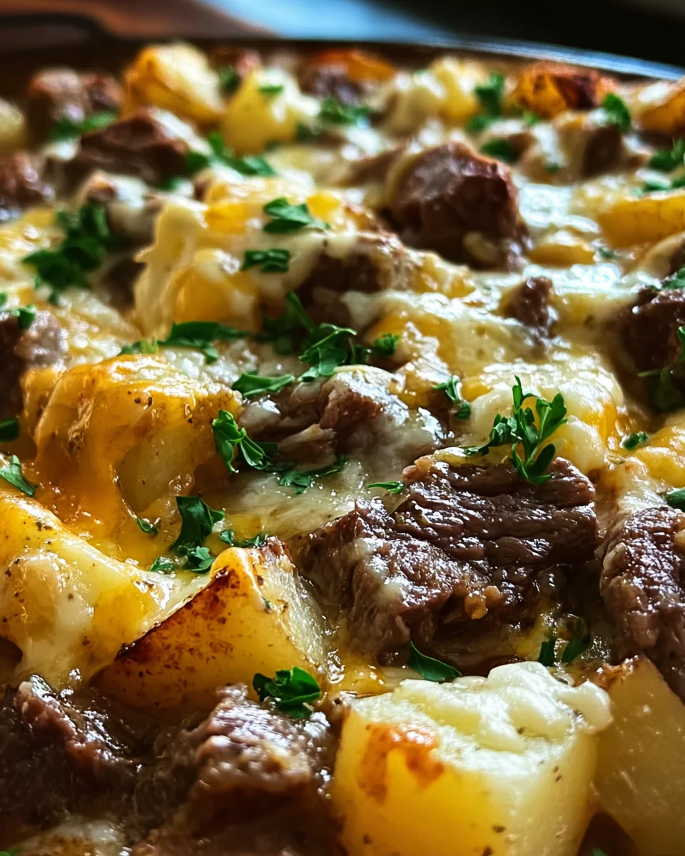Crockpot Loaded Steak and Potato Bake Recipe