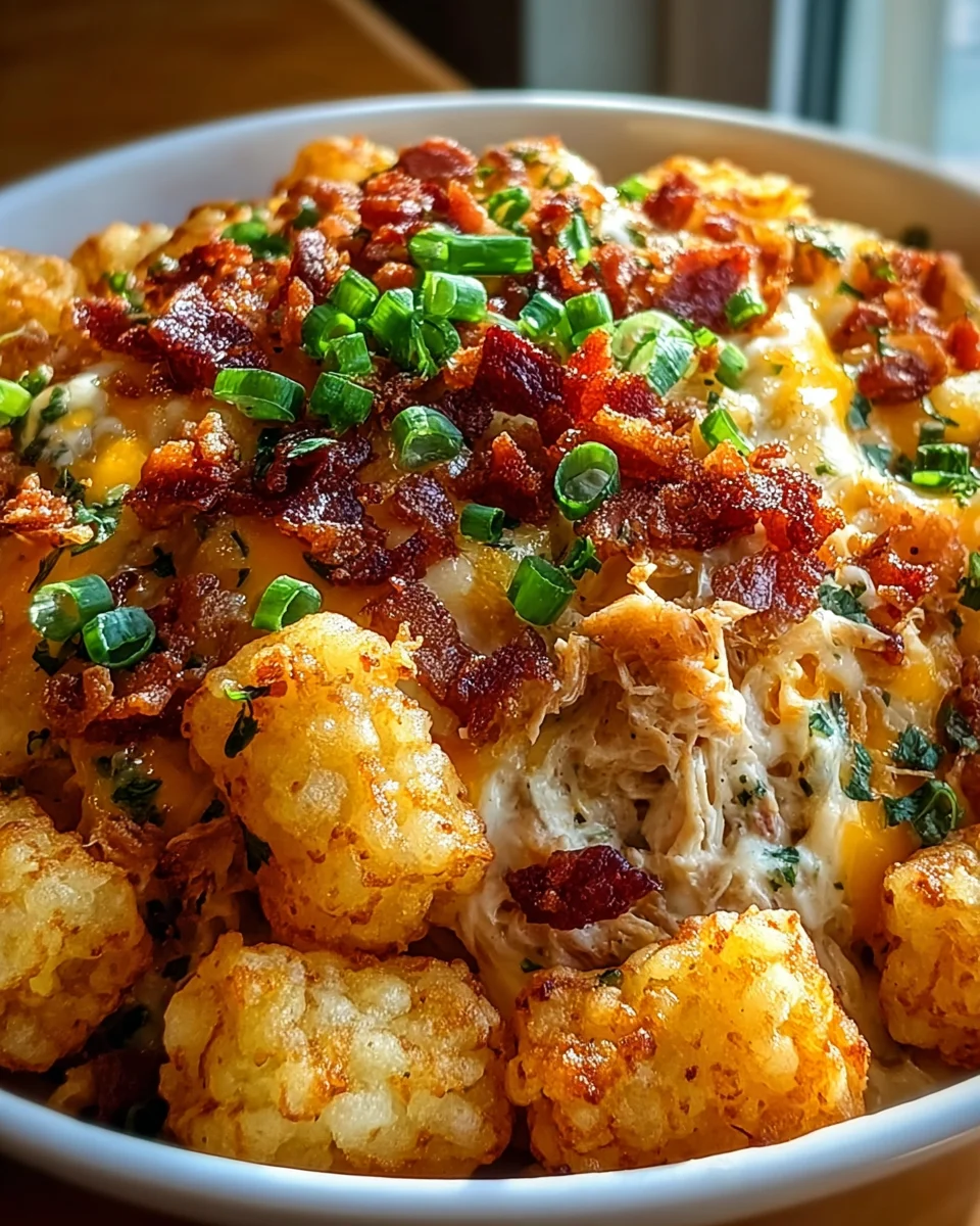 Easy Chicken Bacon Ranch Tater Tot Casserole