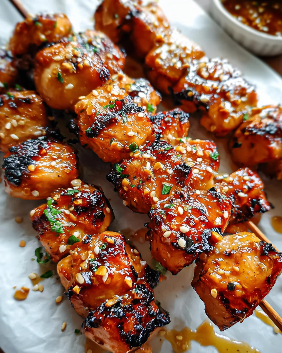 Easy Grilled Asian Chicken Skewers with Honey Garlic Sauce