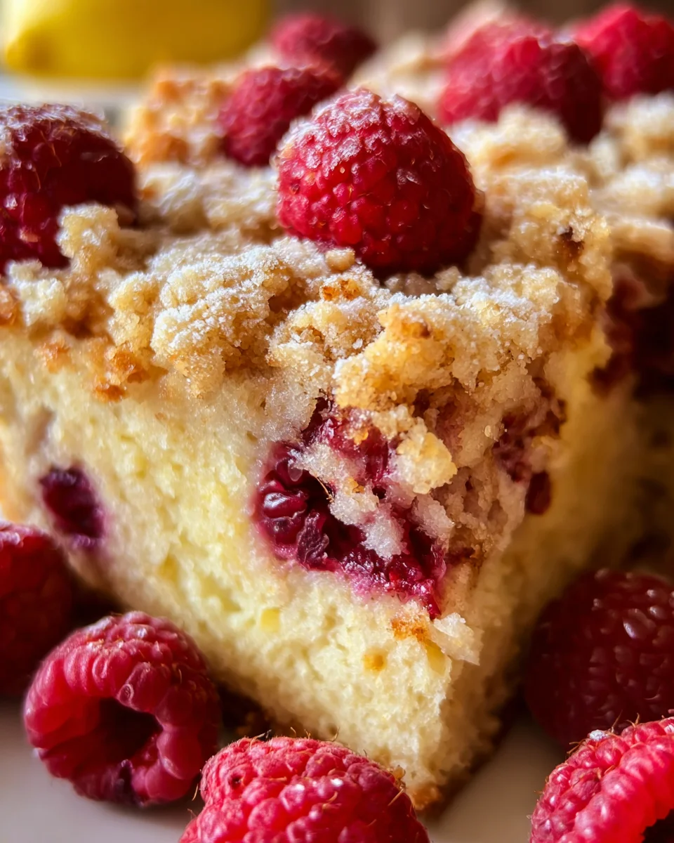 Easy Lemon Raspberry Cake with Crumb Topping