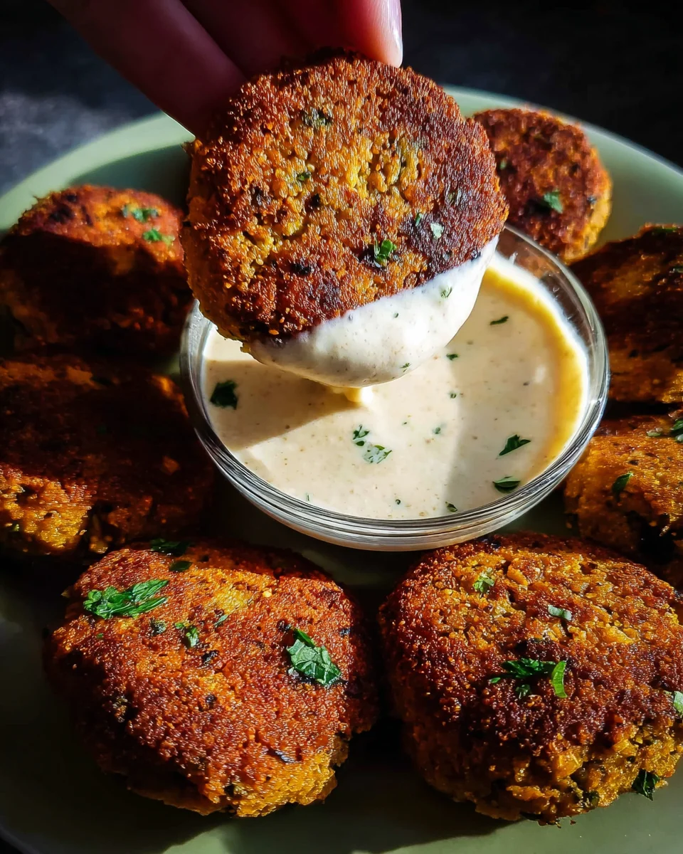 Easy Lentil Patties (with Lemon Tahini Dip)