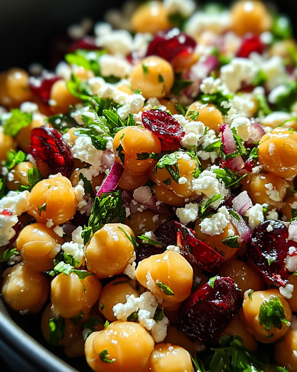 Feta & Cranberry Chickpeas with Lemon Vinaigrette