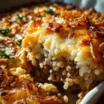 French Onion Ground Beef and Rice Casserole