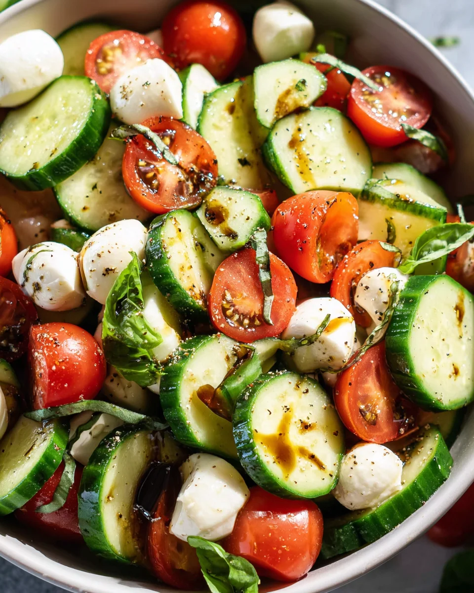 Fresh Cucumber Caprese Salad