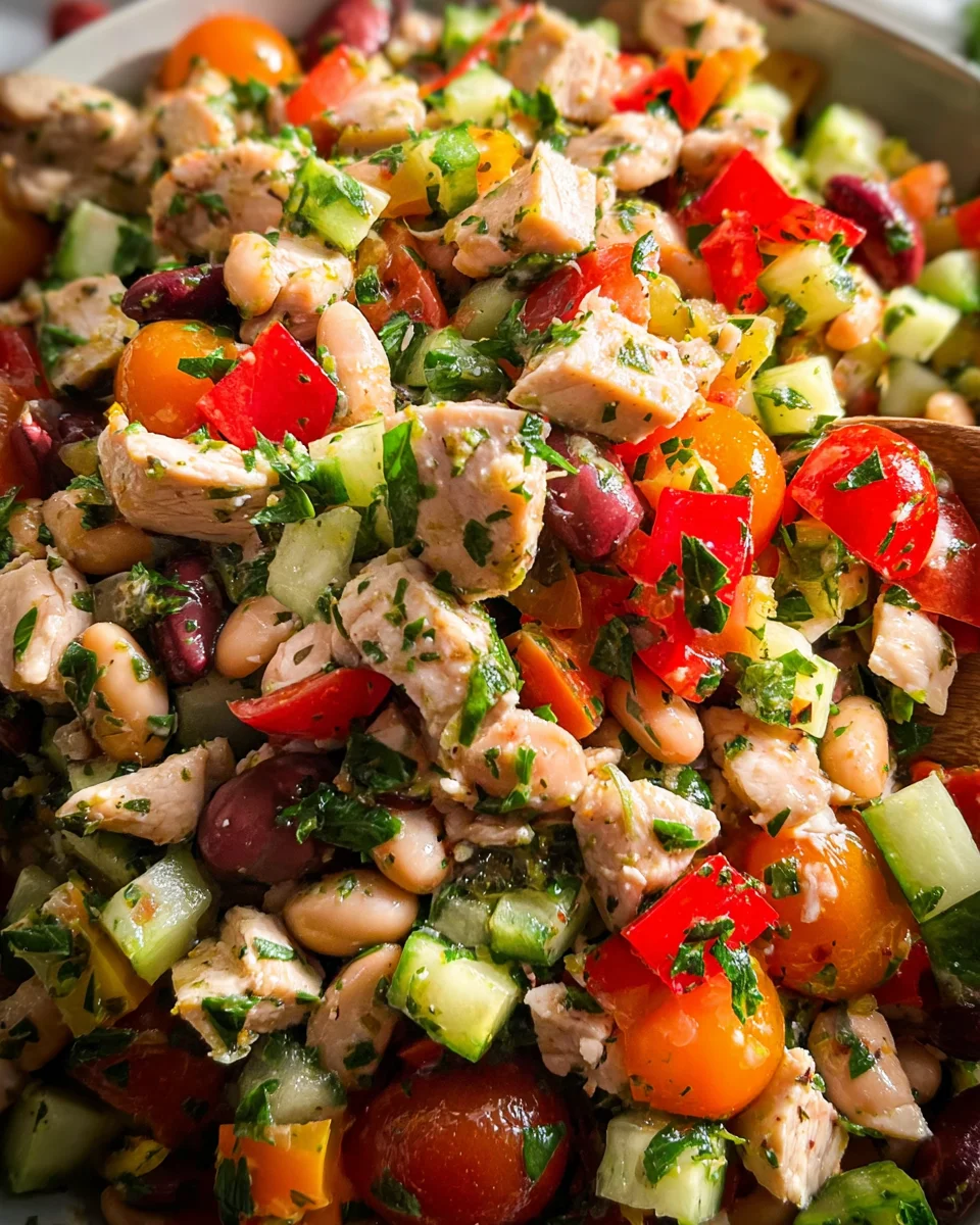 High-Protein Dense Bean Salad with Chicken