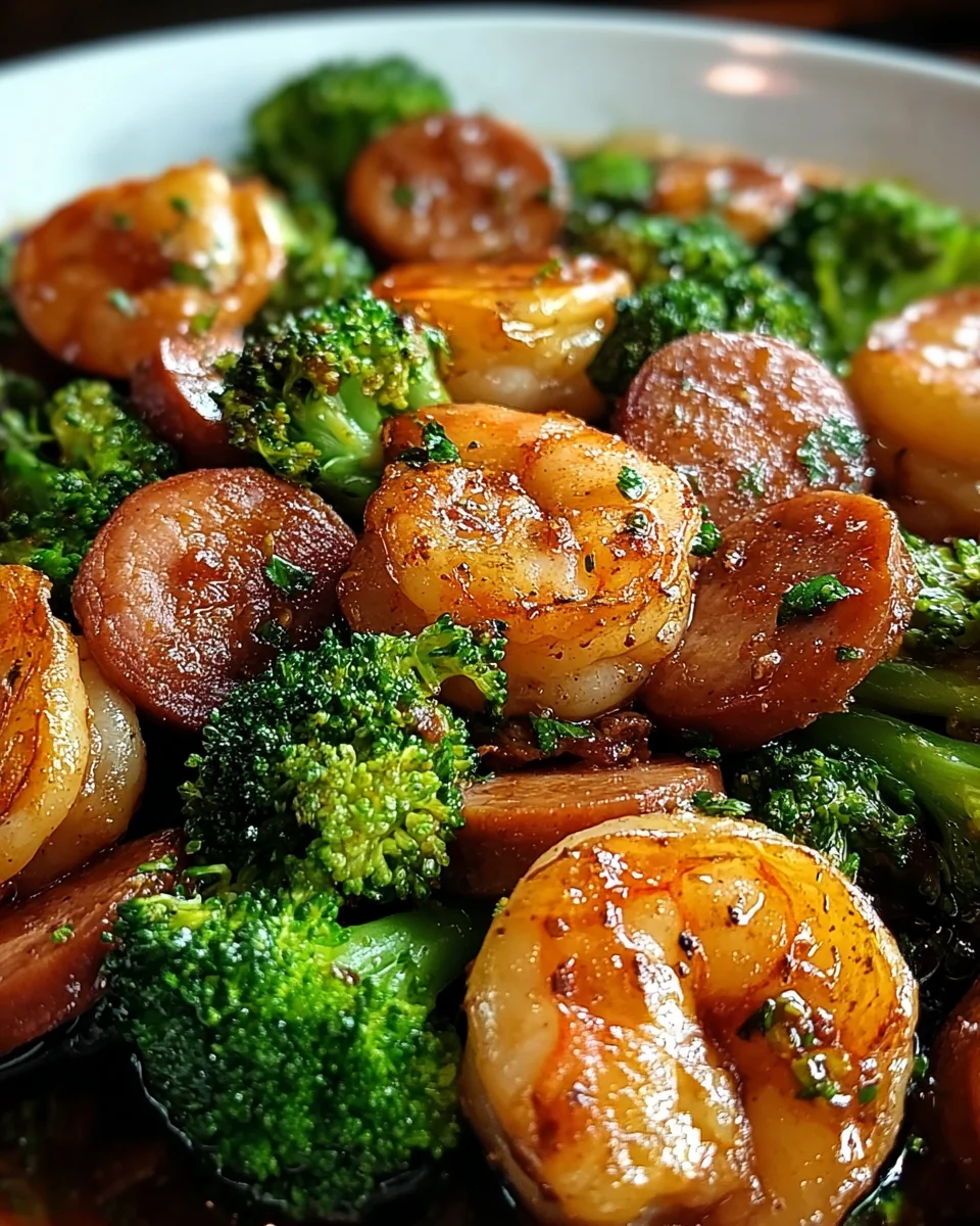 Honey Garlic Shrimp, Sausage, and Broccoli