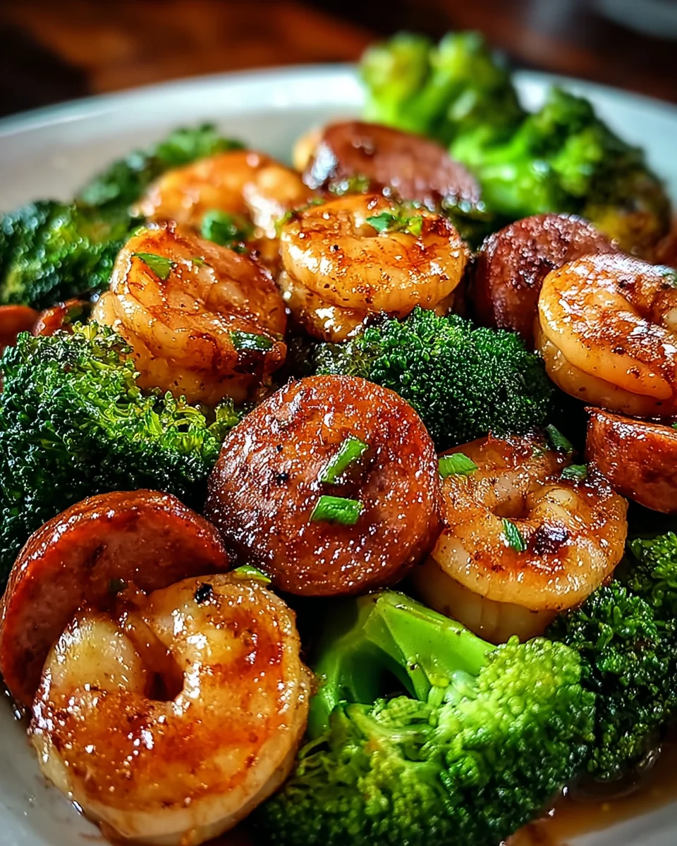 Honey Garlic Shrimp, Sausage, and Broccoli 20 Honey