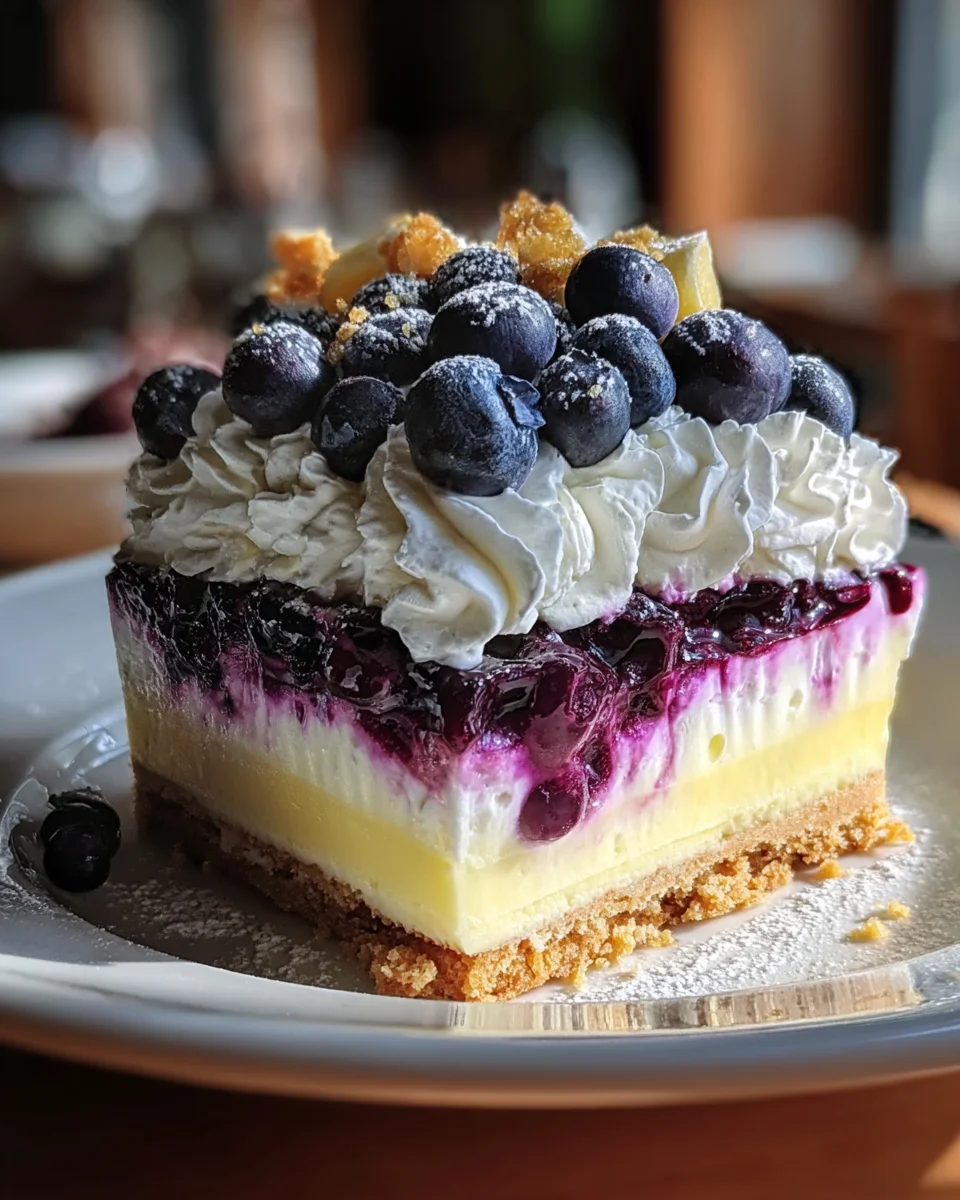 Lemon Blueberry Shortbread Mousse Cake