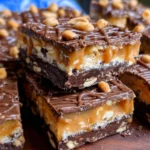 No Bake Crispy Snickers Bars
