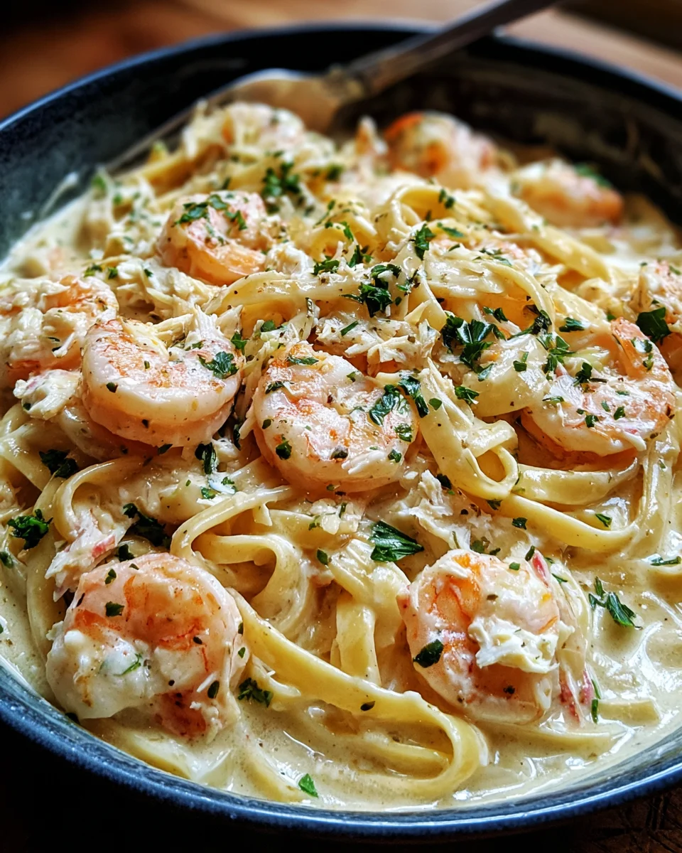 One Pot Shrimp and Crab Alfredo