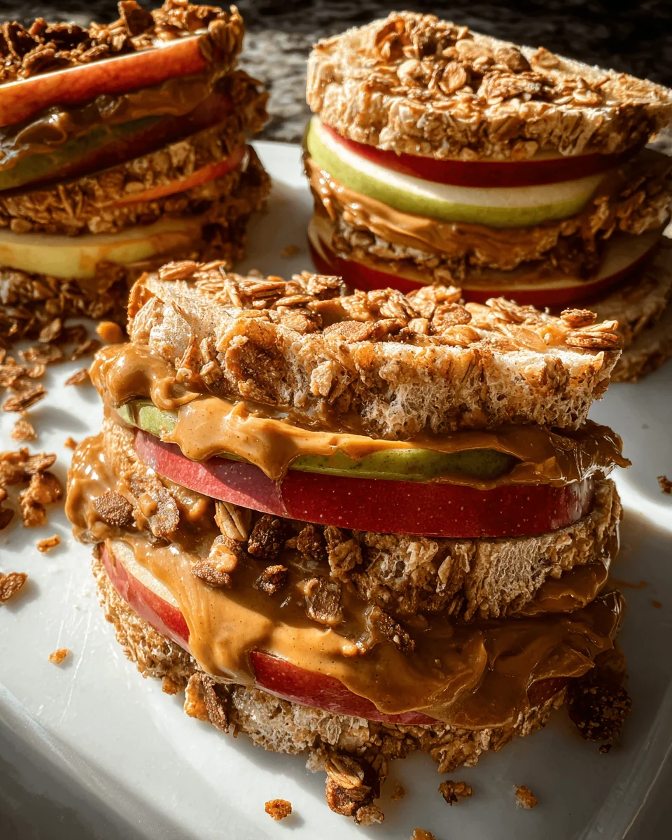 Peanut Butter Apple Sandwiches with Granola