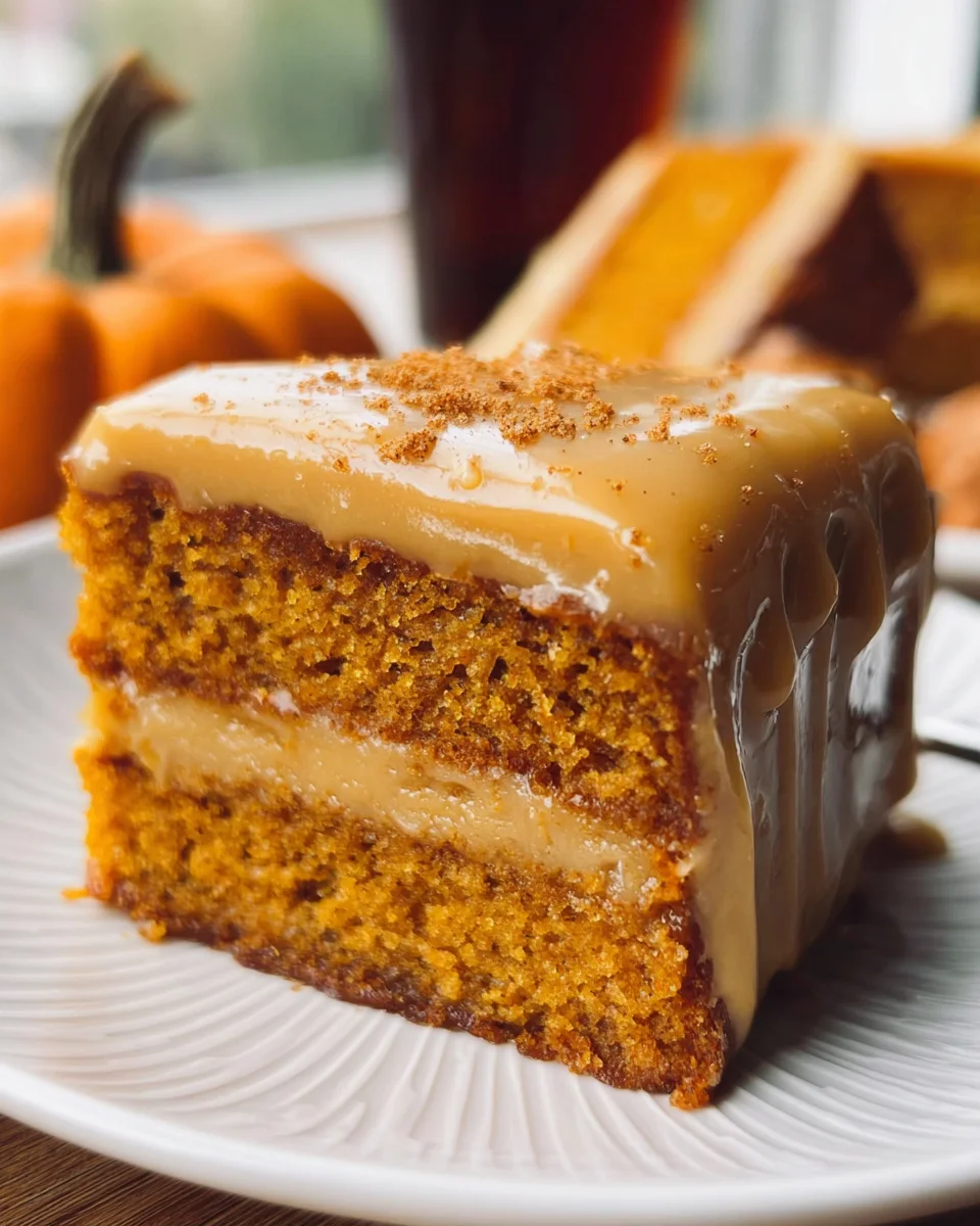 Pumpkin Cake with Caramel Cream Cheese Frosting