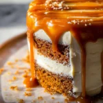 Pumpkin Cake with Cream Cheese Frosting and Salted Caramel Drizzle