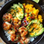 Shrimp and Avocado Bowls with Mango Salsa & Lime-Chili Sauce