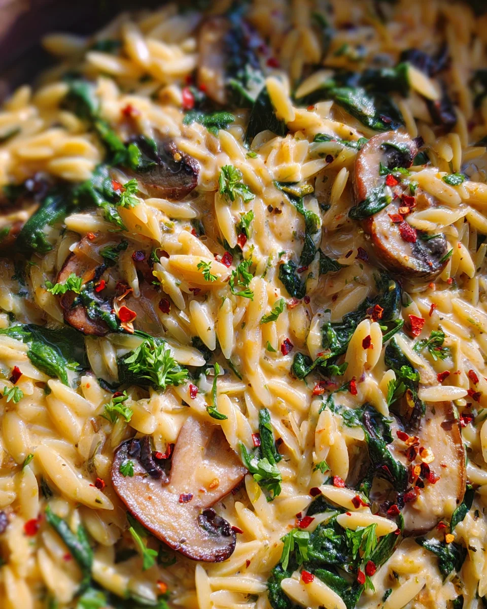 Spinach Mushroom Orzo