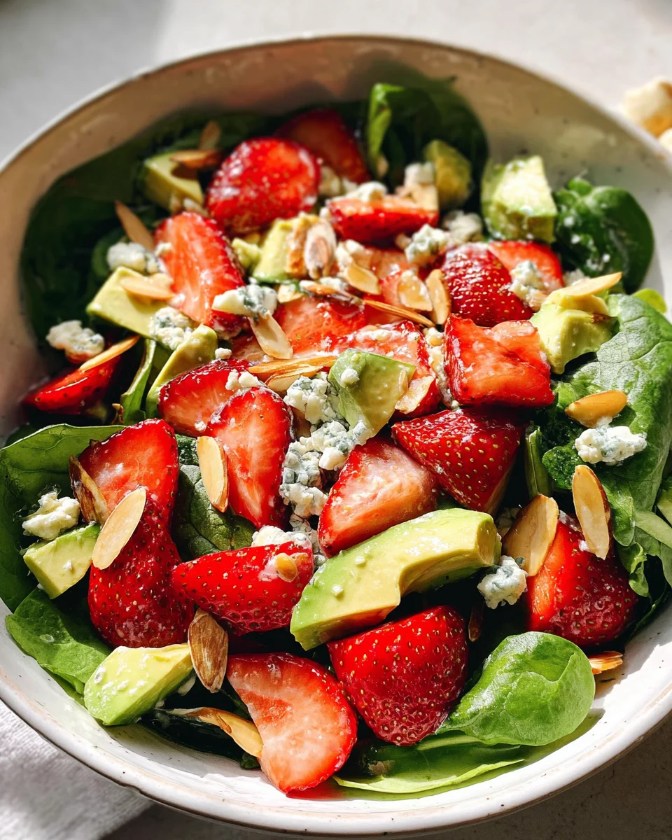 Strawberry Avocado Spinach Salad with Poppyseed Dressing