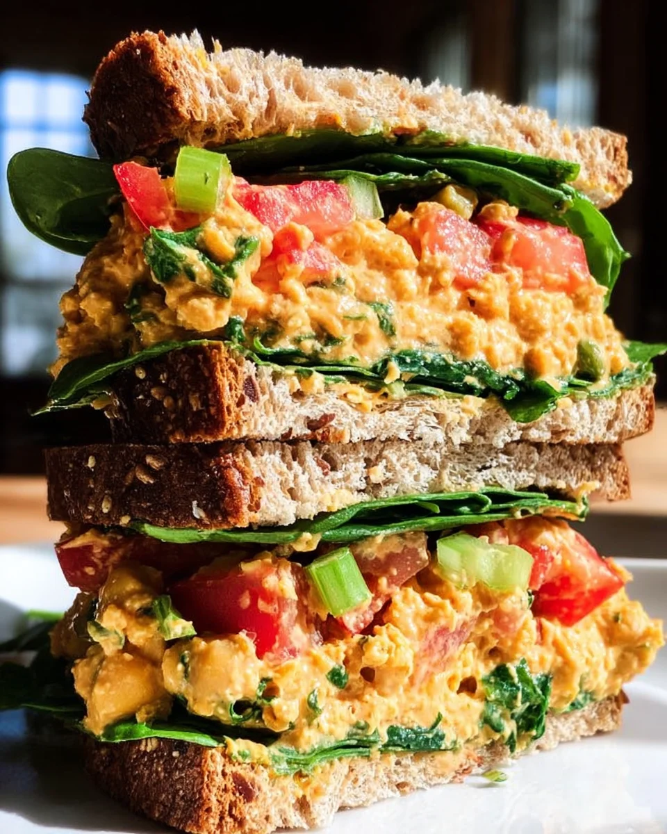 Vegan Buffalo Chickpea Salad Sandwich