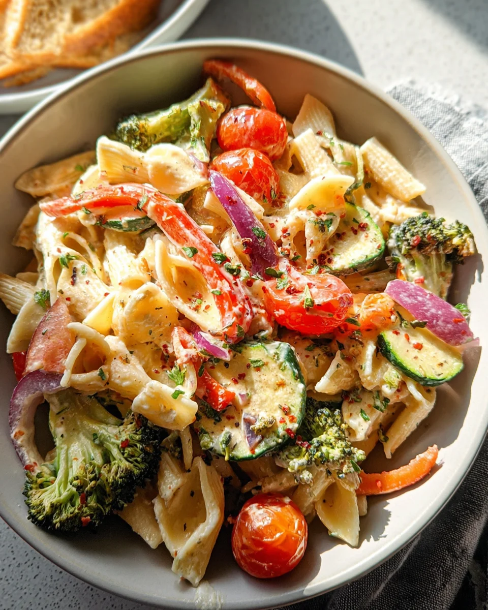 Vegan Pasta Primavera with Creamy Garlic Cashew Sauce