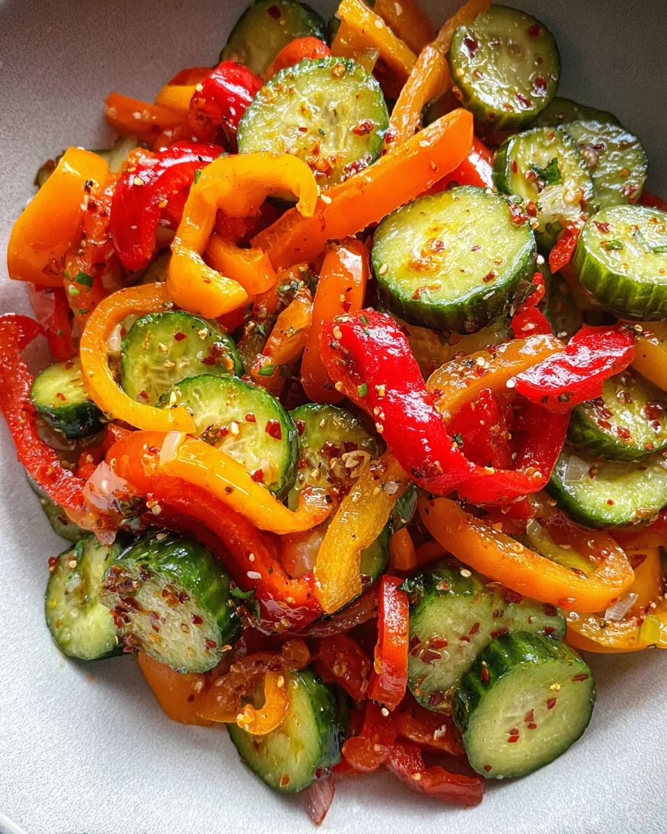 Viral TikTok Cucumber & Bell Pepper Salad