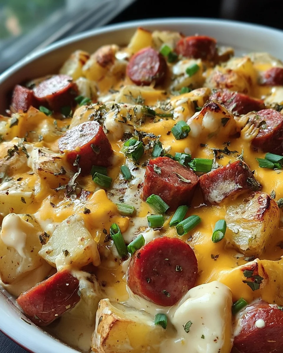 Cheesy Ranch Potatoes and Smoked Sausage