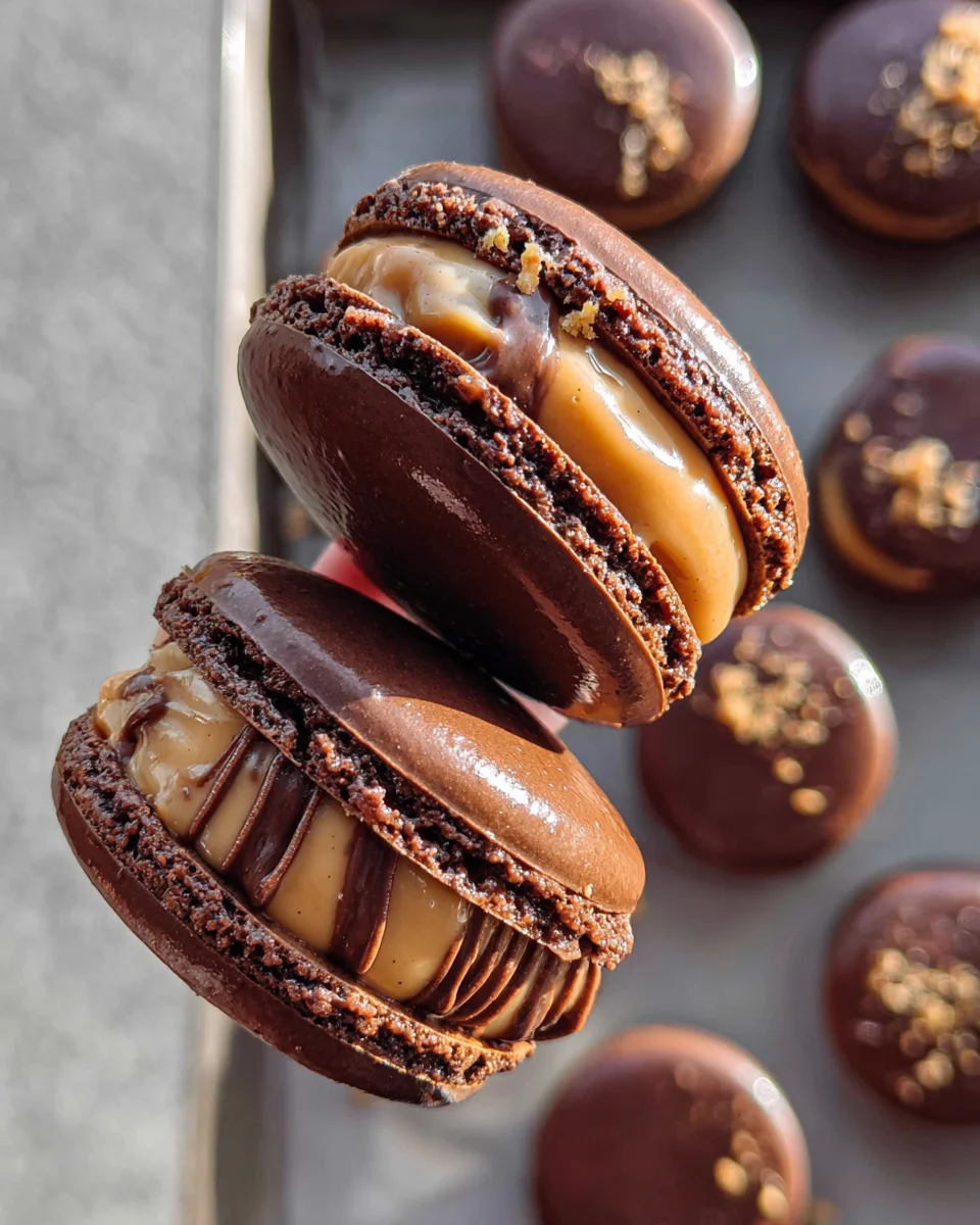 Chocolate Peanut Butter Macarons