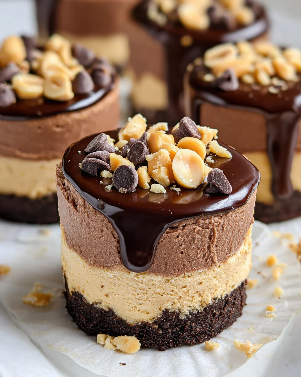 Chocolate Peanut Butter Mini Cheesecakes