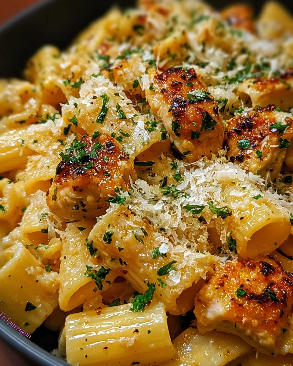 Garlic Butter Chicken with Rigatoni and Parmesan