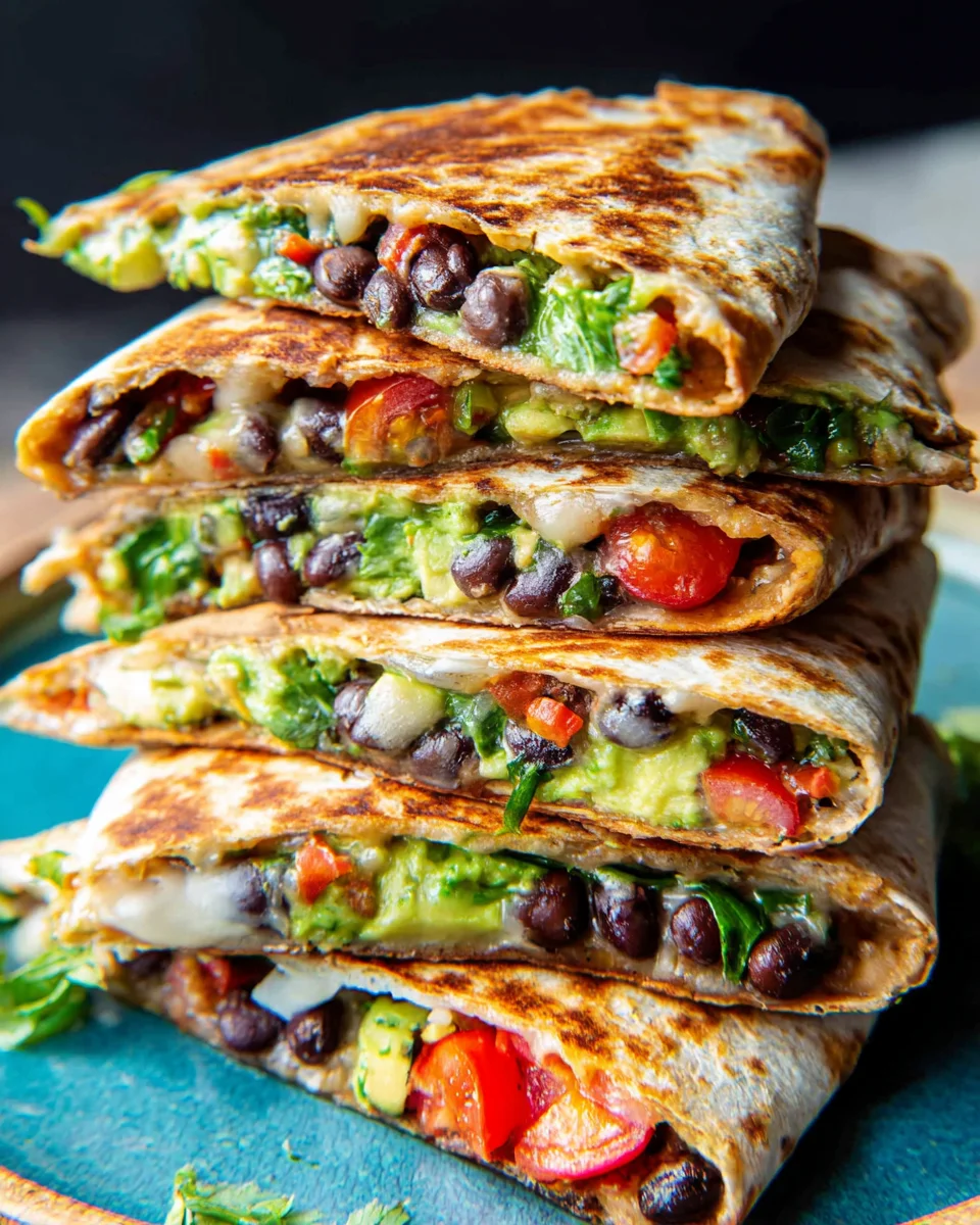 Vegan Quesadillas with Black Beans and Avocado
